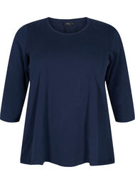 Basis T-skjorte i bomull med 3/4 ermer, Navy Blazer