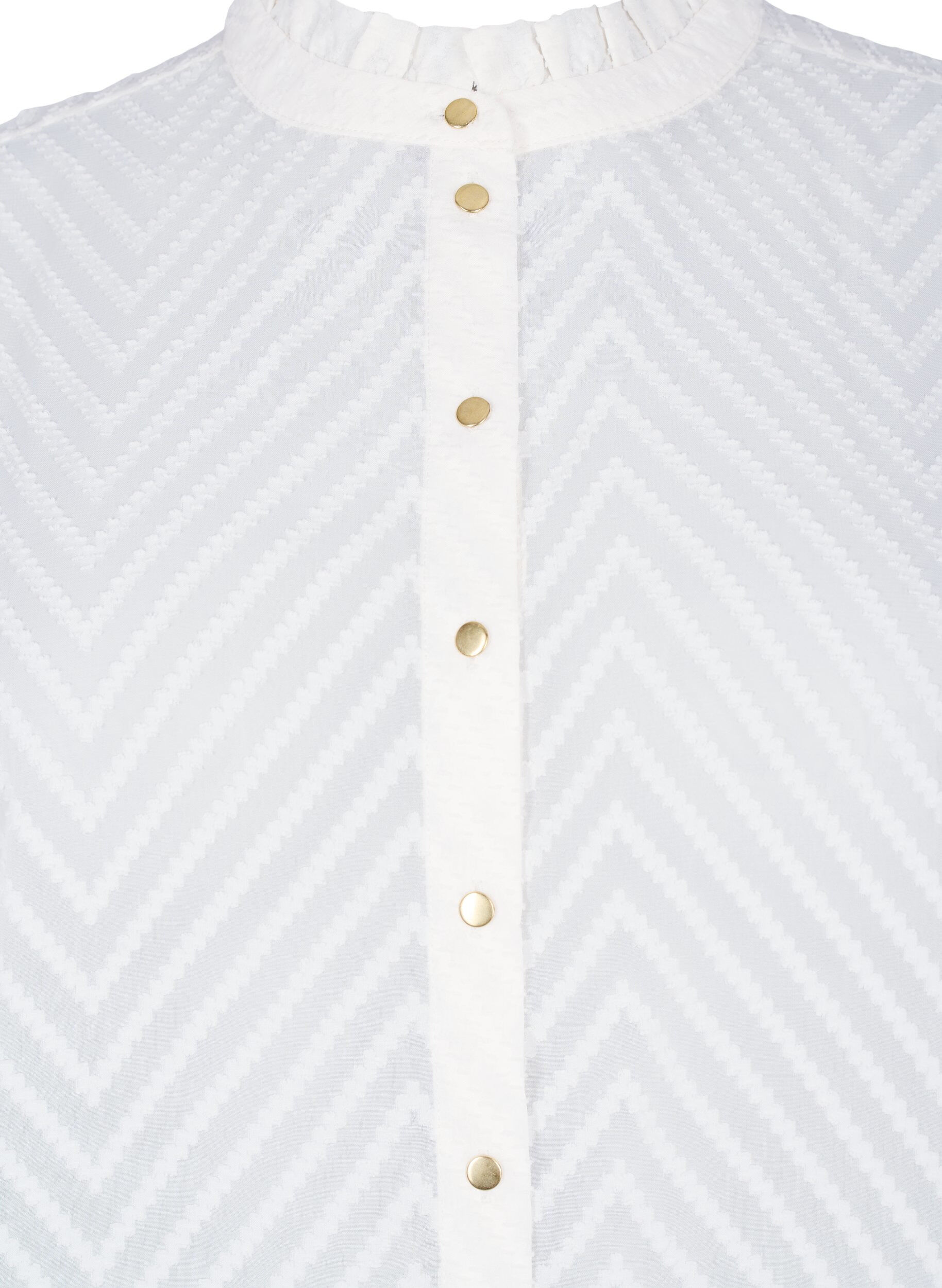 ZizziSkjortebluse med volanger og m&oslash;nstret tekstur, Snow White, Packshot image number 2