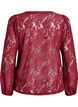 Bluse med blonder, åpen front og knytestrenger, Mørk Bordeaux, Packshot image number 1
