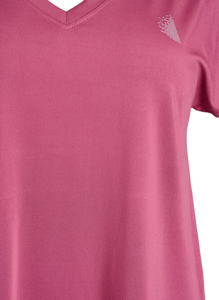 L&oslash;stsittende trenings-t-skjorte med V-hals, R&oslash;d, Packshot image number 2
