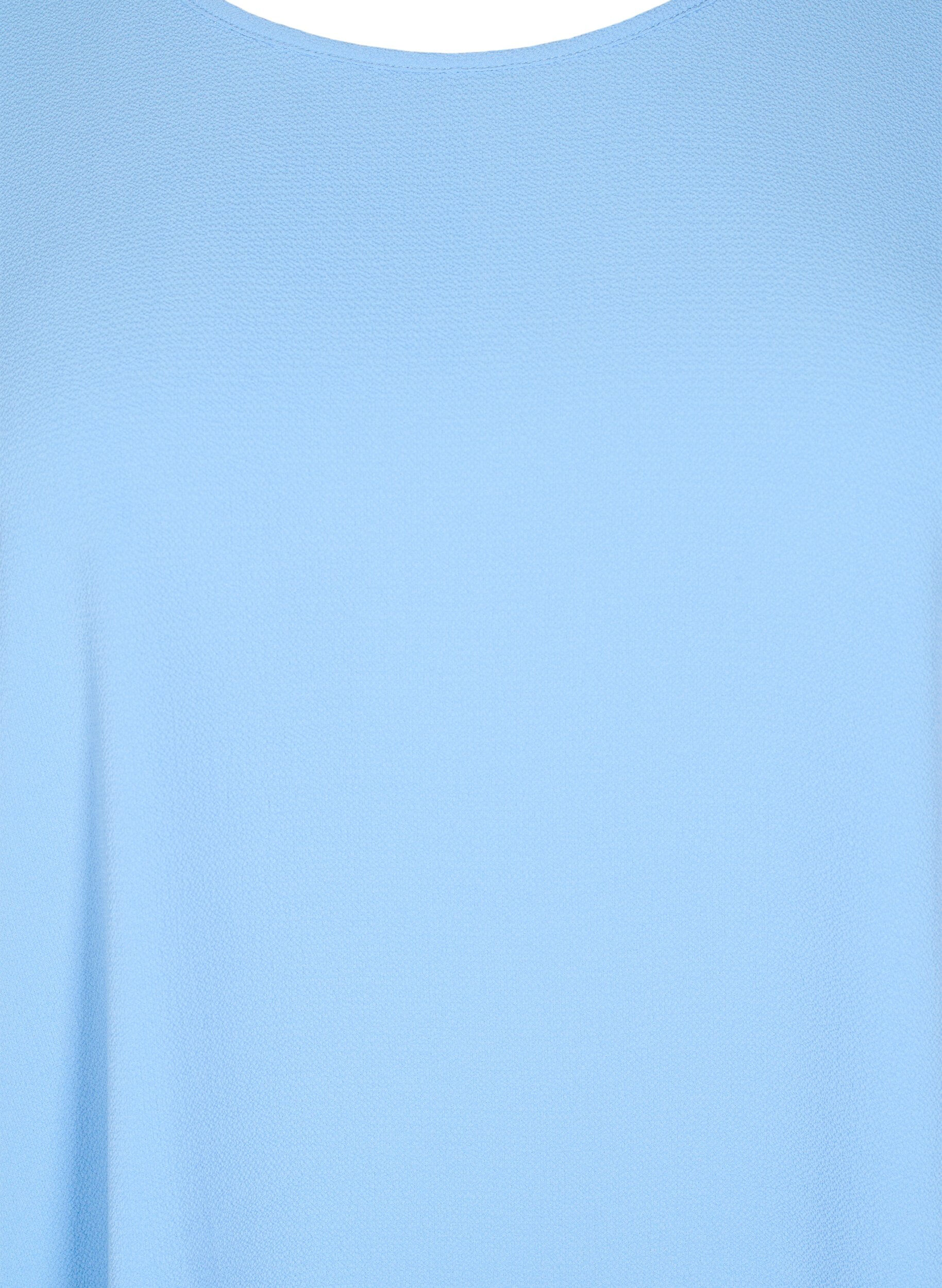 Zizzi Bluse med korte ermer og rund hals, Bl&aring;, Packshot image number 2