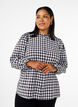 Rutete bluse med volangdetaljer, Black/W. Gingham, Model image number 0