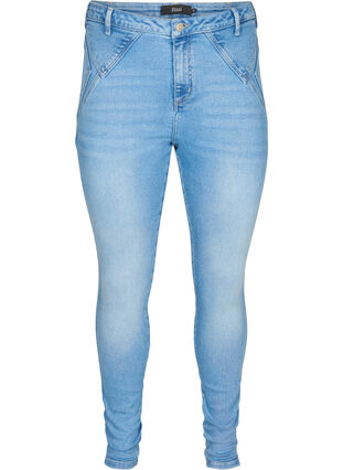 Super slim Amy jeans med markante sømmer, Light blue, Packshot image number 0