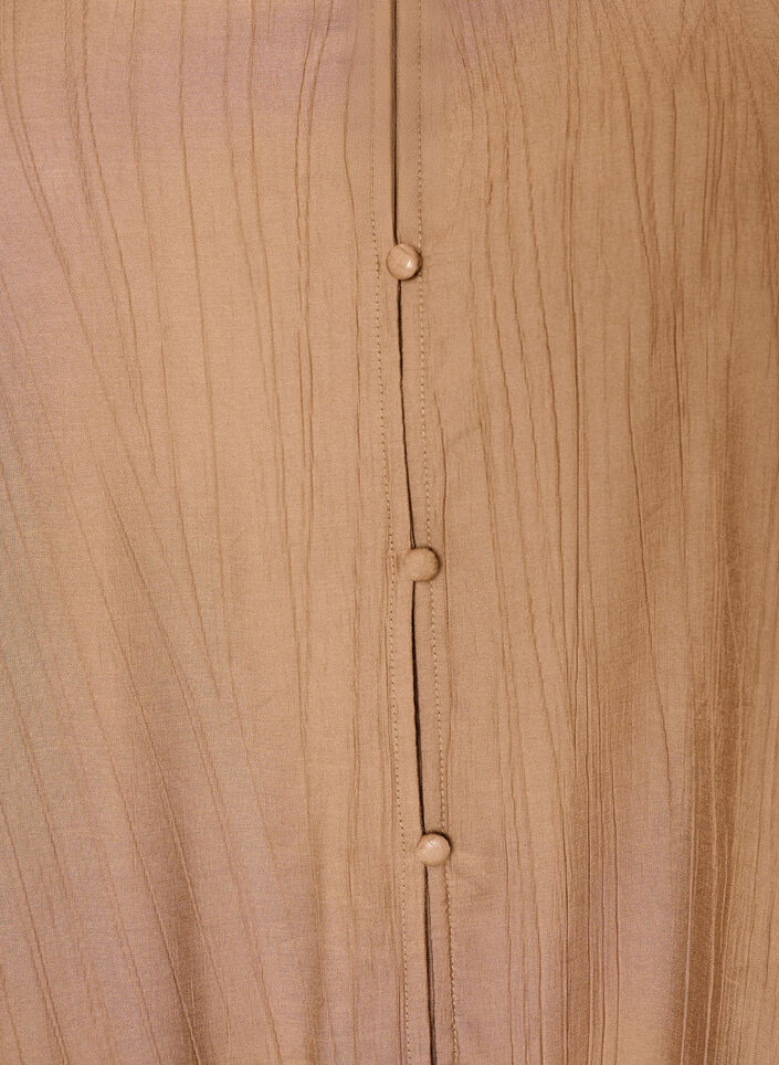 L&oslash;s tunika med kr&oslash;llet struktur og volangkant, Brun, Packshot image number 2