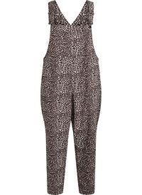 Leopardmønstret denim-snekkerbukse., Brun Leopardmønstret denim-snekkerbukse.