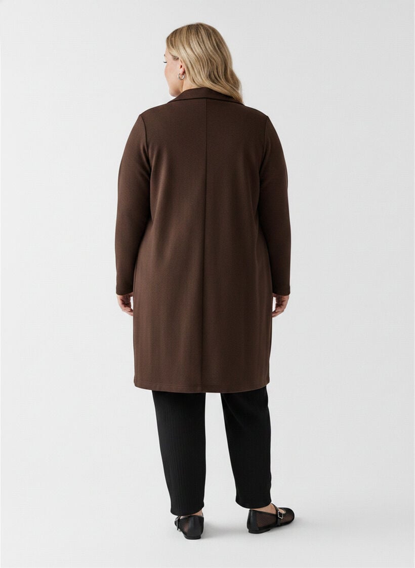 Lang blazer med lommer, Brun, Model image number 2