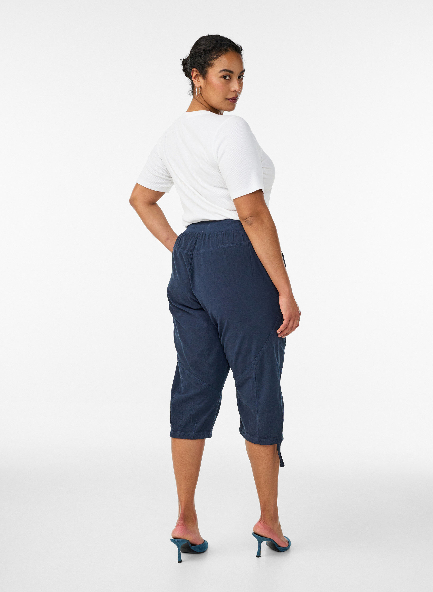 ZizziCapribukser i bomull, Bl&aring;, Model image number 1