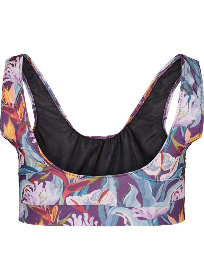 Mønstrete bikinitopp med rund hals, Deep Tropical Print, Packshot image number 1