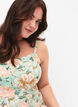 Blomstrete kjole med stropper i viskose med smock, Green Flower, Model image number 3