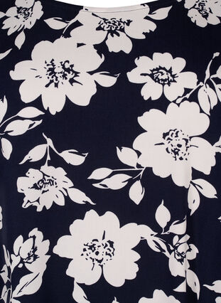 FLASH - Kortermet bluse i viskose med trykk, N. Sky White Flower, Packshot image number 2
