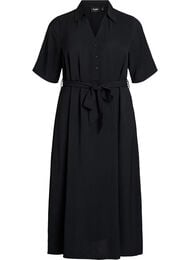 Midiskjortekjole med knytebelte, Svart