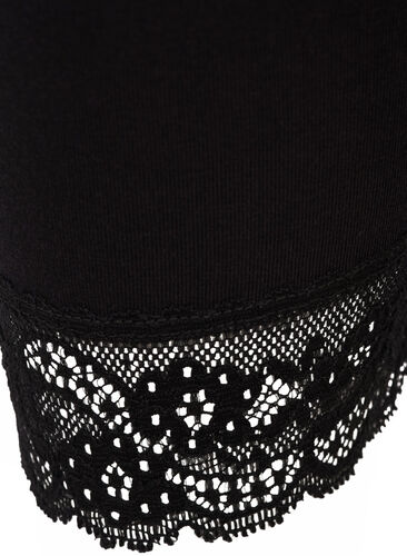 Basis 3/4-leggings med blondekant, Black, Packshot image number 2