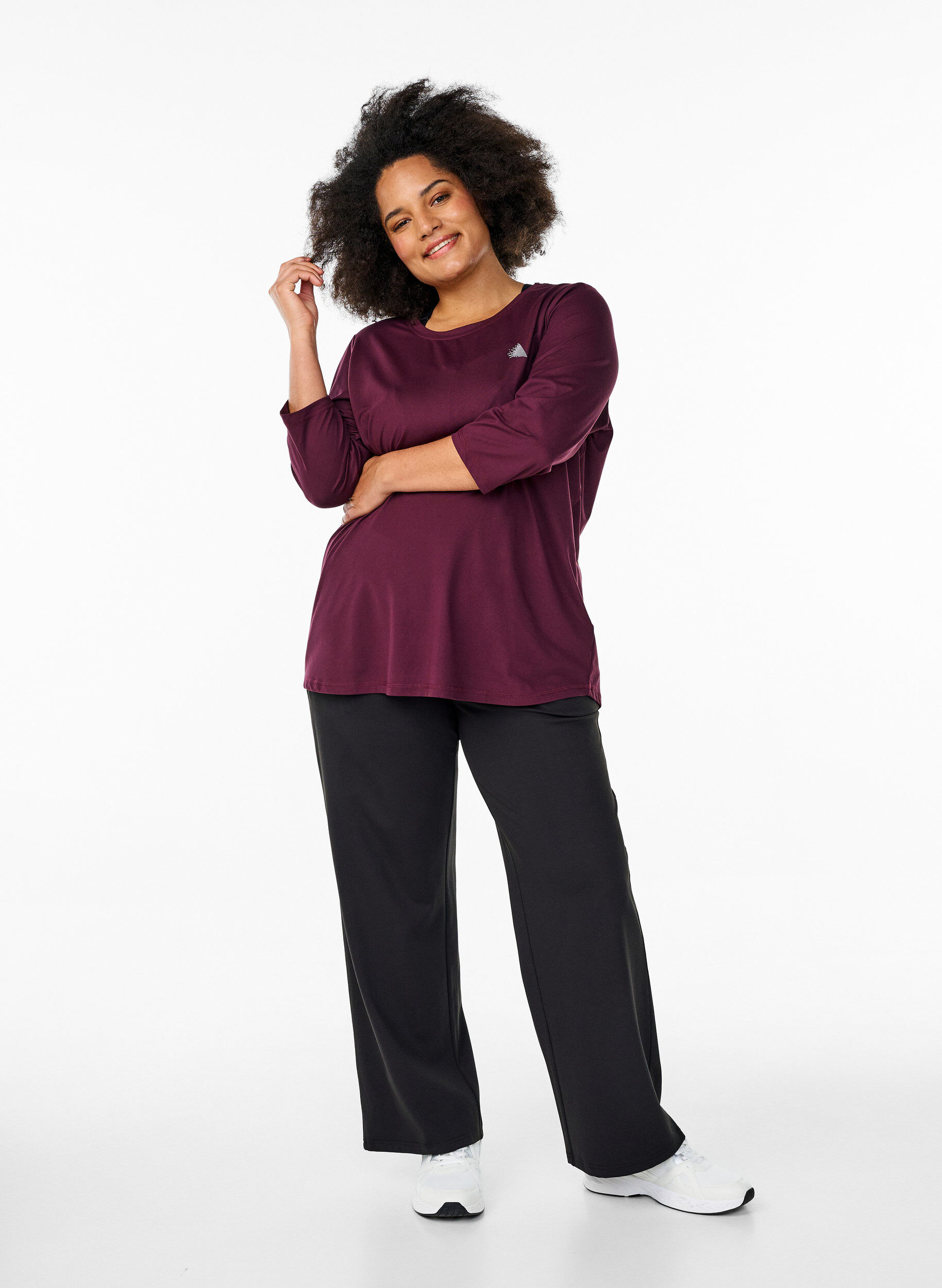 ZizziTreningsbluse med 3/4-ermer, R&oslash;d, Model image number 1