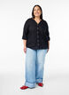 Bomullsbluse med V-hals, Svart, Model image number 1