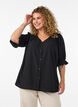 Skjortebluse med 1/2 ermer, Svart, Model image number 0