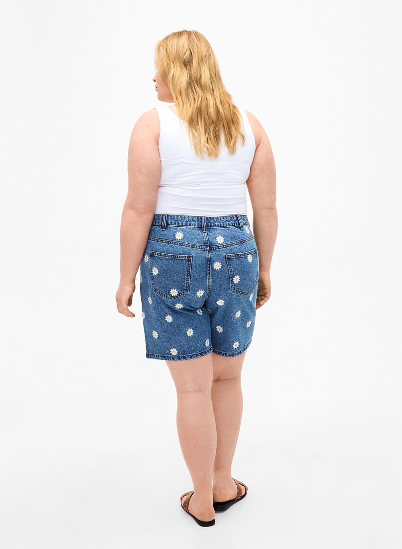 Mille shorts med høy midje og broderte blomster, L.B. Flower, Model image number 1