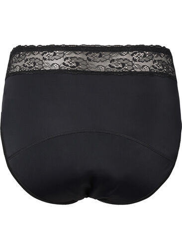 Menstruasjonstruser med blonder, Black, Packshot image number 1