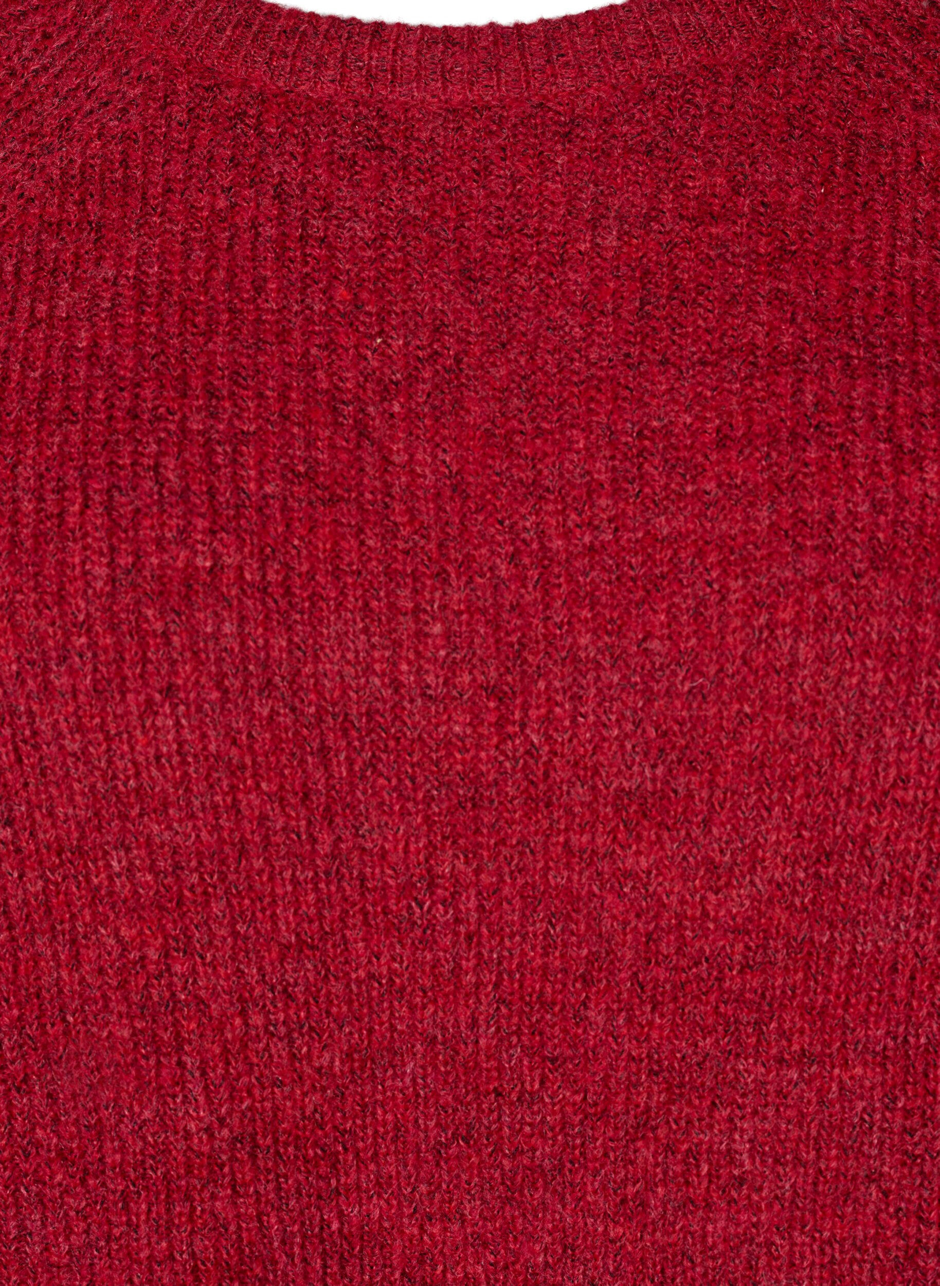 ZizziRibbestrikket genser med 3/4 ermer, R&oslash;d, Packshot image number 2