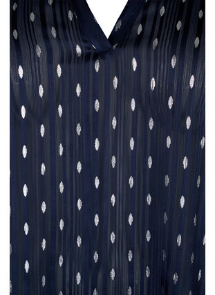 Mønstrete bluse med smock og V-hals, Night Sky w. Silver, Packshot image number 2