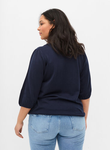 Strikkegenser med 3/4-ermer, Navy Blazer, Model image number 1