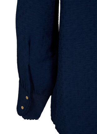 Zizzi Langermet bluse med tekstur, Navy Blazer, Packshot image number 3