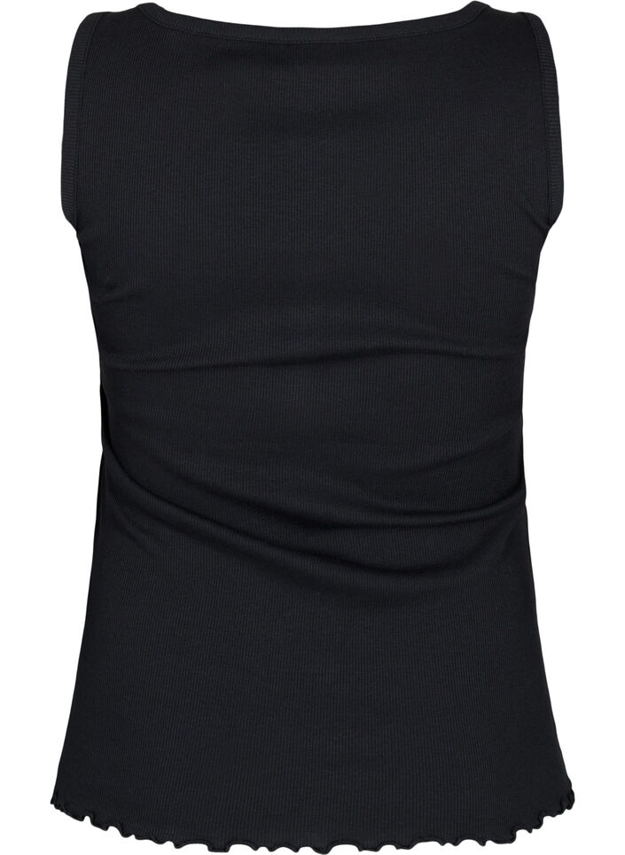 Ribbestrikket tanktopp med knapper, Black, Packshot image number 1