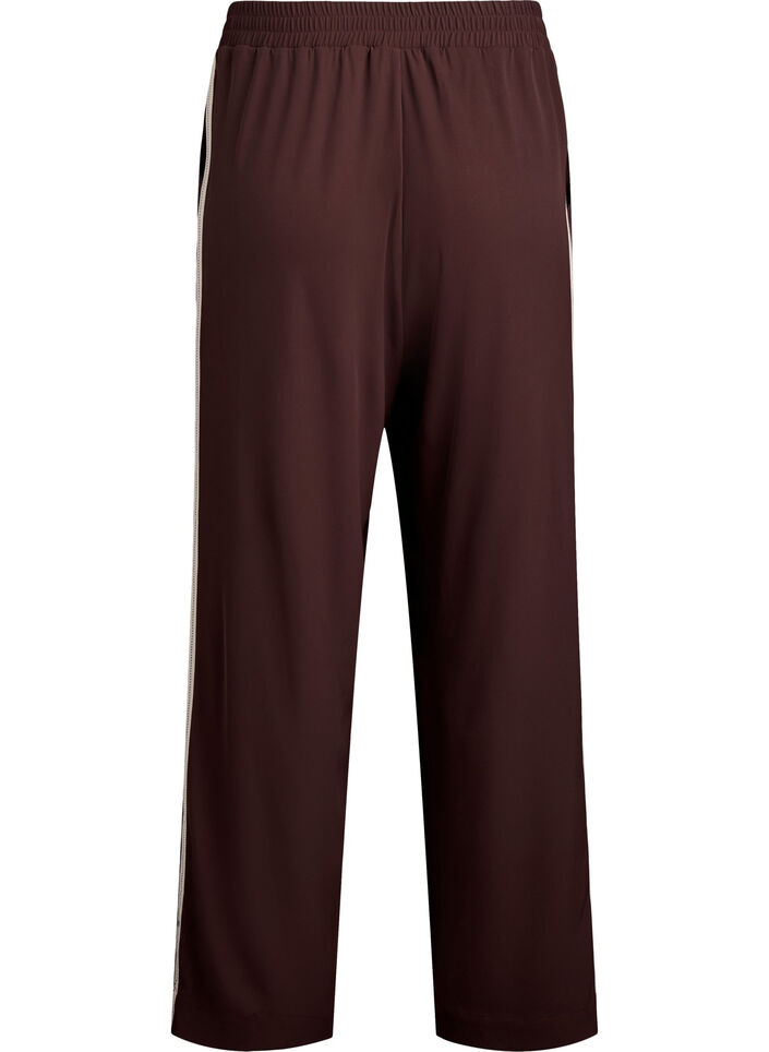 Sporty bukser med rette ben og sidestriper, Deep Mahogany, Packshot