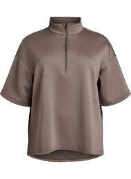 Kortermet genser med høy hals, Grey brown