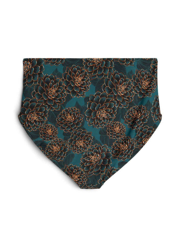 Bikinitruser med trykk og h&oslash;y midje, Bl&aring;, Packshot image number 1