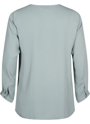 Zizzi Ensfarget skjorte med v-hals, Chinois Green, Packshot image number 1