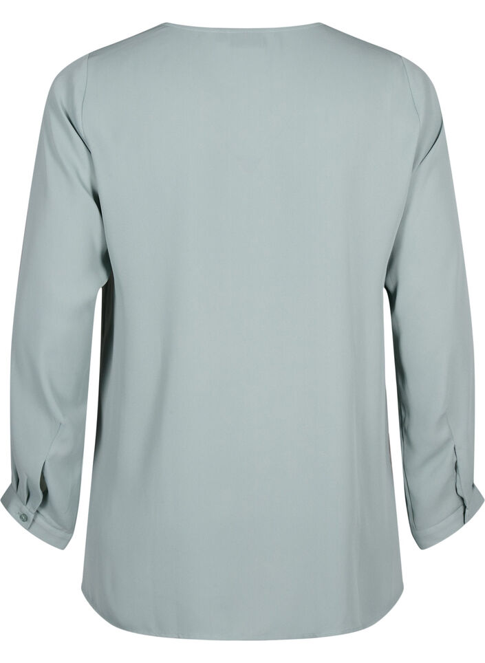 Ensfarget skjorte med v-hals, Chinois Green, Packshot image number 1