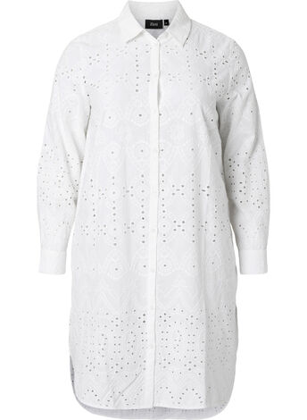 Skjortekjole med broderi anglaise