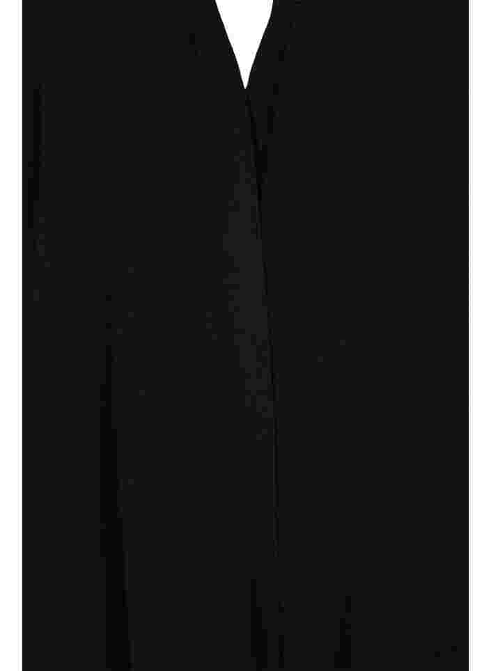 Strikket cardigan med splitt og ribbekanter, Black, Packshot image number 2
