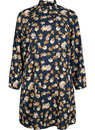 FLASH – Langermet kjole med blomstertrykk, Navy Brown Flower