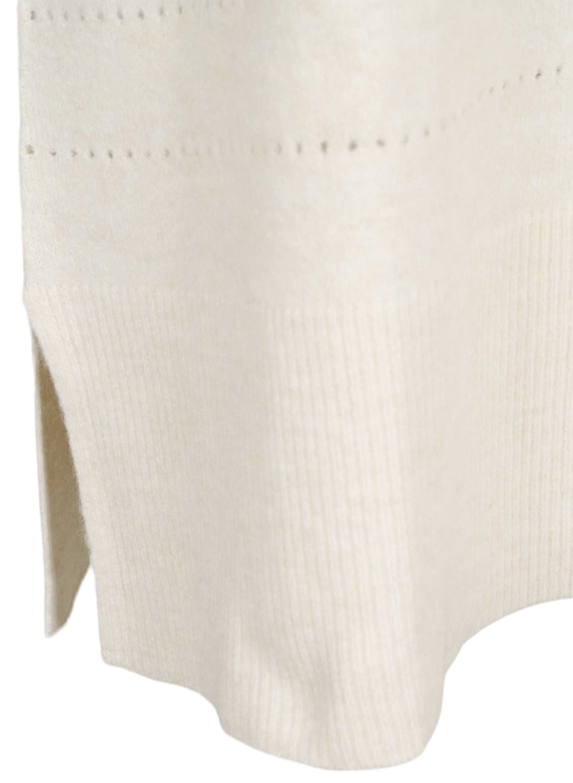 Zizzi Strikket kjole med splitter og hulm&oslash;nster, Birch Mel., Packshot image number 3