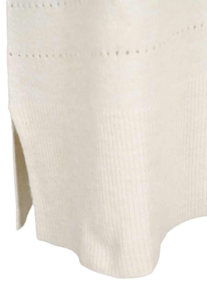 Strikket kjole med splitter og hulmønster, Birch Mel., Packshot image number 3