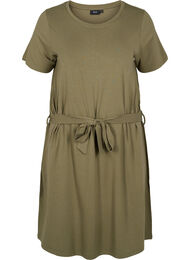 Kortermer kjole med midjebelte, Dusty Olive
