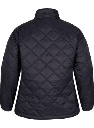 Quiltet lett jakke med glidelås og lommer, Black, Packshot image number 1