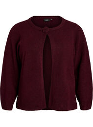 Strikket cardigan med blomsterdetaljer, M&oslash;rk Bordeaux