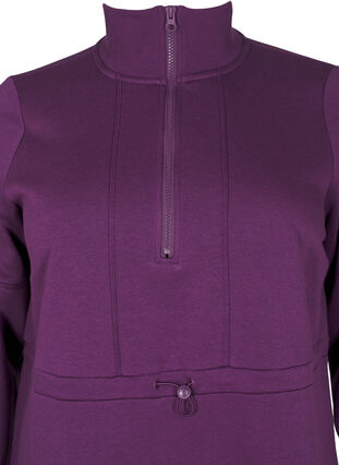 Zizzi Kort sweatshirtkjole med høy hals og justerbar midje, Deep Purple, Packshot image number 2