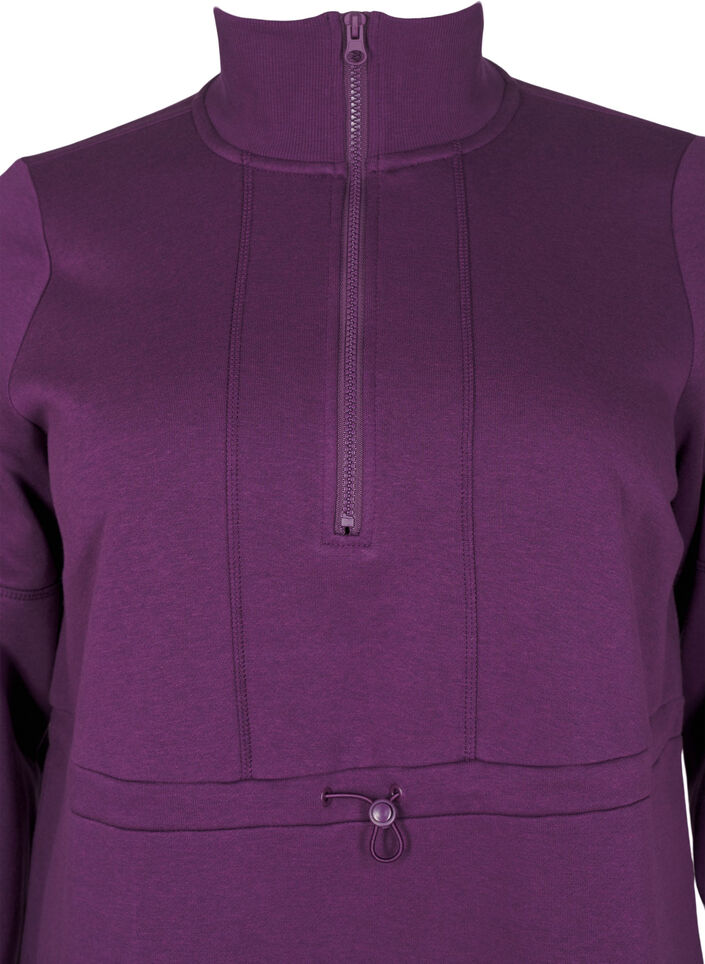 Kort sweatshirtkjole med høy hals og justerbar midje, Deep Purple, Packshot image number 2