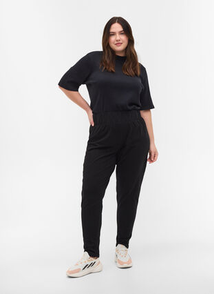 Zizzi Bomullsbukser, Black, Model image number 0