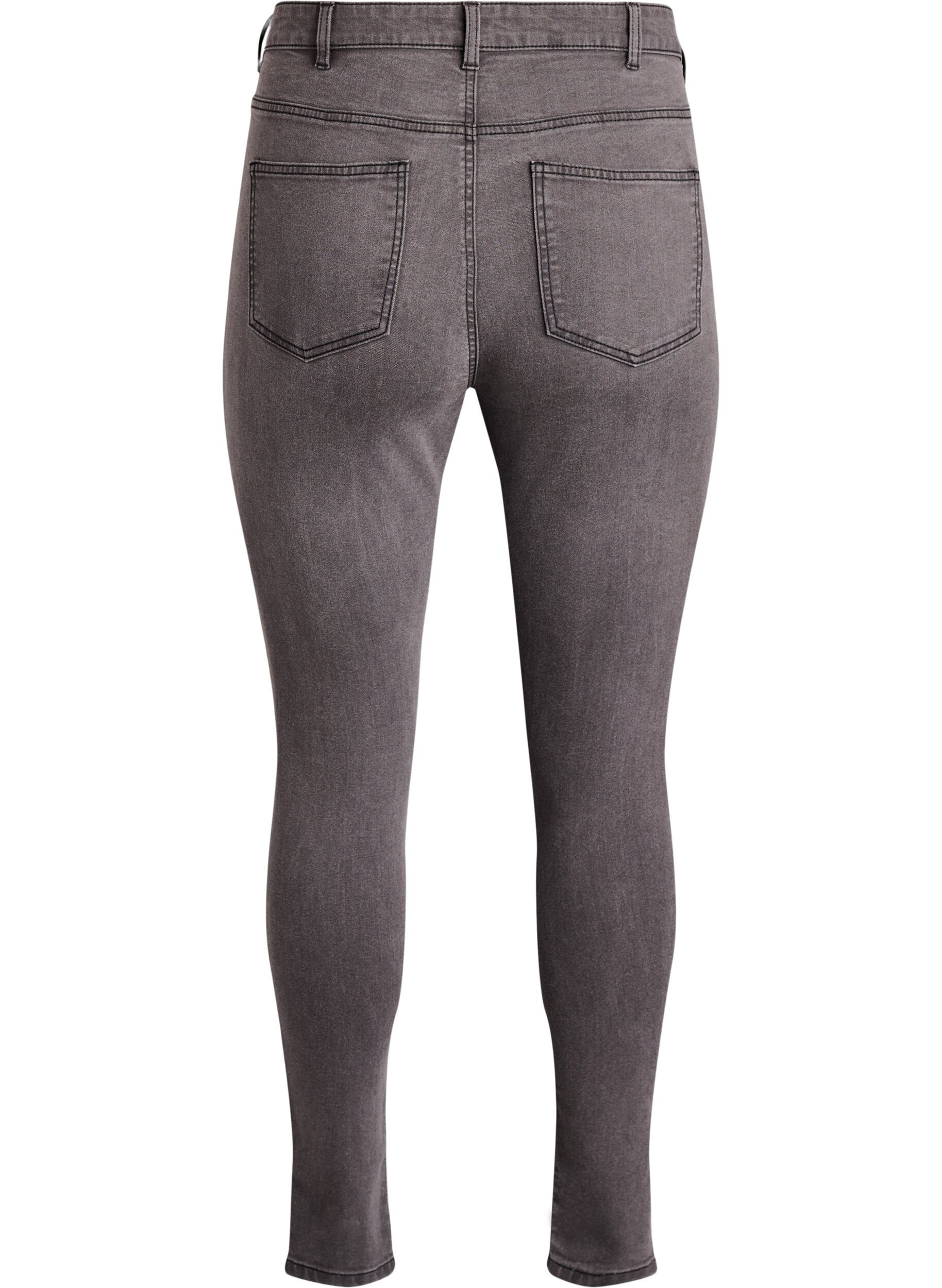 Zizzi Amy super slim fit jeans med h&oslash;y midje, Gr&aring;, Packshot image number 1