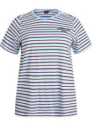 Bomulls T-skjorte med striper, Blå