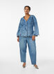 Denimjakke med formende s&oslash;mmer og V-hals, Bl&aring;, Model image number 1