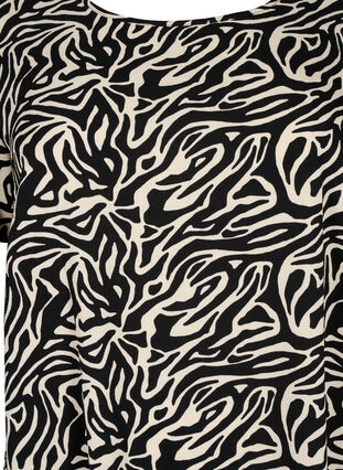 Kjole med trykk og korte ermer, Black/White Animal, Packshot image number 2