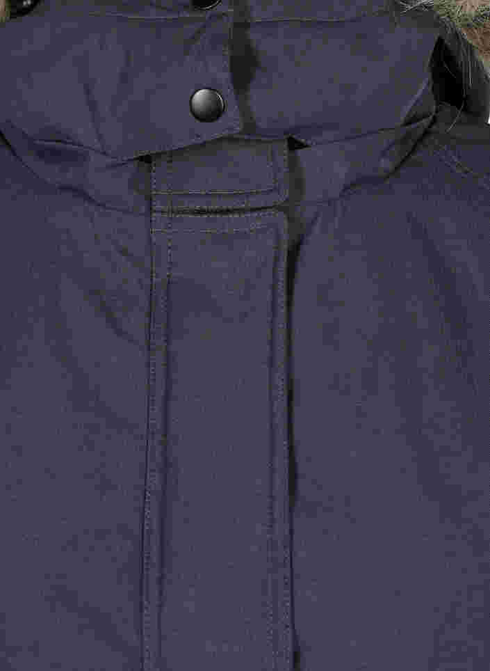 Vanntett vinterjakke med avtagbar hette, Black, Packshot image number 2