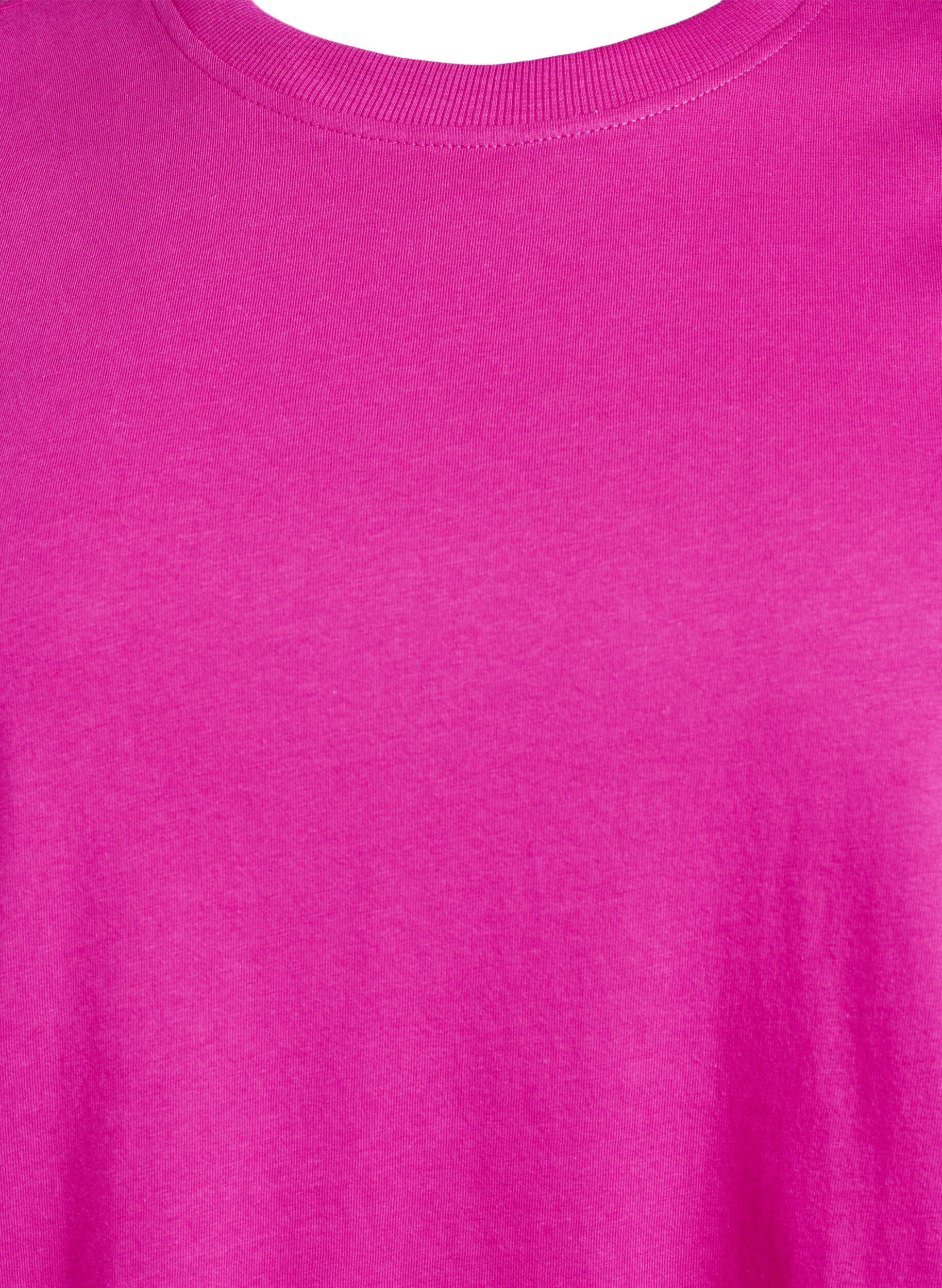 ZizziBasic T-skjorte i bomull med rund hals, Rosa, Packshot image number 2