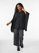 Rund hals strikket poncho, Gr&aring;, Model image number 1