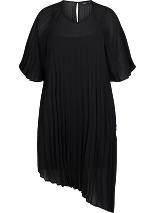 Kjole med 2/4-ermer og A-form, Black, Packshot image number 0